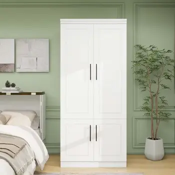 71" White Four Door Combo Dresser