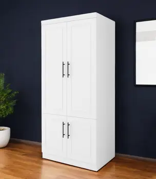 71" White Four Door Combo Dresser