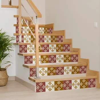 7" x 7" Brown Dark Goldenrod and Beige Angie Mosaic Peel and Stick Removable Tiles