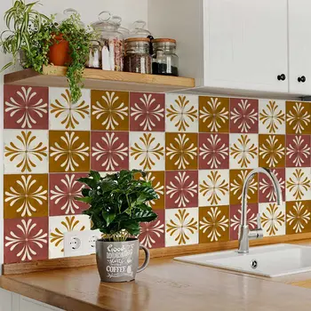 12" x 12" Brown Dark Goldenrod and Beige Angie Mosaic Peel and Stick Removable Tiles