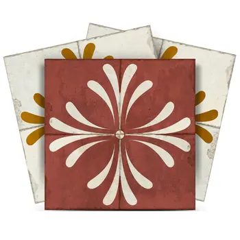 5" x 5" Brown And Gold Vinyl Arabesque Peel And Stick Removable Tiles