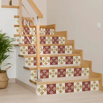 8" x 8" Brown And Gold Vinyl Arabesque Peel And Stick Removable Tiles