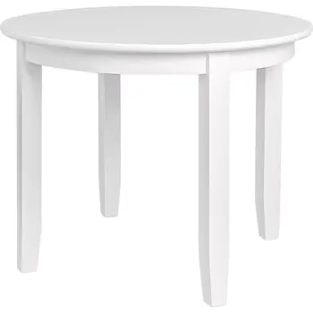 39" White Solid Wood Round Top Dining Table