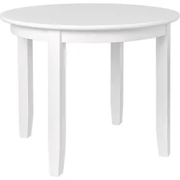 39" White Solid Wood Round Top Dining Table