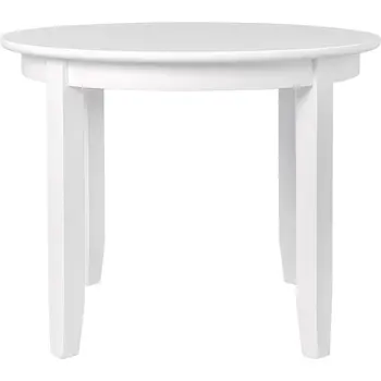 39" White Solid Wood Round Top Dining Table