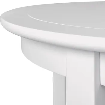 39" White Solid Wood Round Top Dining Table