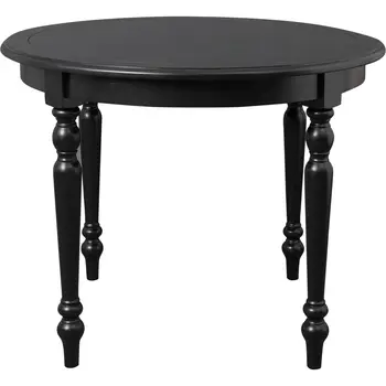 39" Black Solid Wood Round Top Dining Table
