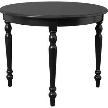 39" Black Solid Wood Round Top Dining Table