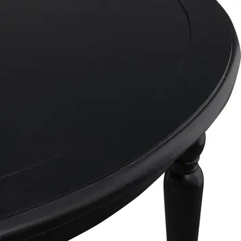 39" Black Solid Wood Round Top Dining Table