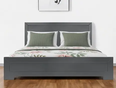 Gray Inlaid Panels Wood Full Bed Frame