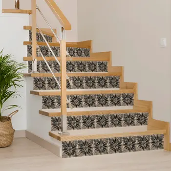 12" x 12" Brown And Black Vinyl Arabesque Peel And Stick Removable Tiles