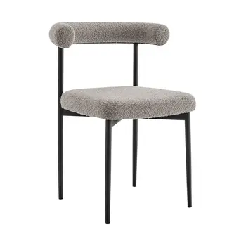Set of Two Gray And Black Upholstered Polyester Open Back Dining Side Chairs