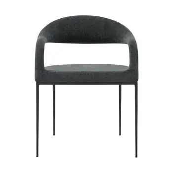 Set of Two Gray And Black Upholstered Polyester Open Back Dining Arm Chairs