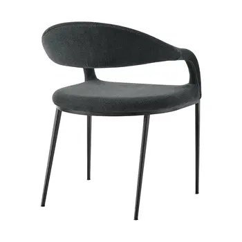 Set of Two Gray And Black Upholstered Polyester Open Back Dining Arm Chairs
