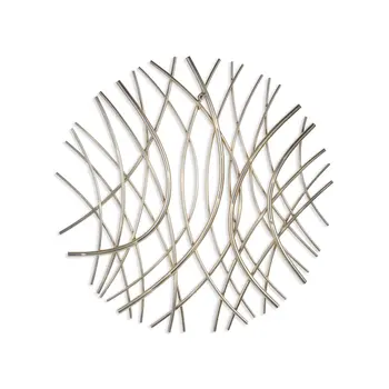 24" X 24" Gold Metal Circle Abstract Hanging Dimensional Sculpture