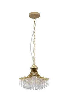 Clear And Gold Metal and Crystals Chandelier With Clear Shade