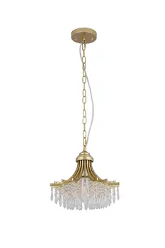 Clear And Gold Metal and Crystals Chandelier With Clear Shade