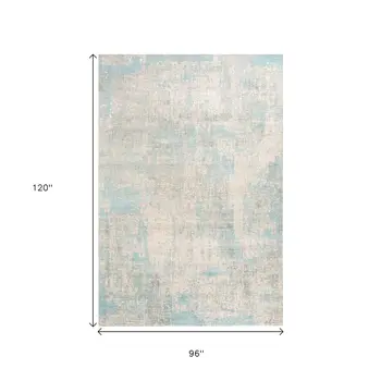 8' X 10' Blue Abstract Hand Knotted Area Rug
