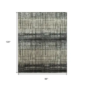 8' X 10' Black Abstract Hand Knotted Area Rug