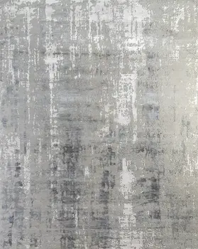 8' X 10' Ivory Beige and Gray Abstract Hand Knotted Area Rug