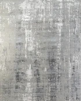 8' X 10' Ivory Beige and Gray Abstract Hand Knotted Area Rug