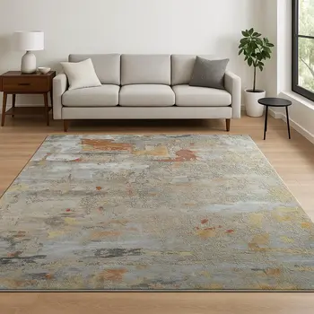 8' X 10' Blue Abstract Hand Knotted Area Rug