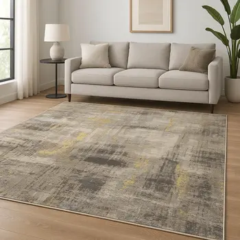 8' X 10' Brown Abstract Hand Knotted Area Rug