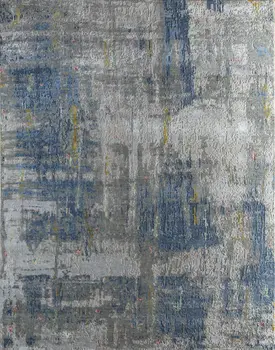 8' X 10' Blue Abstract Hand Knotted Area Rug