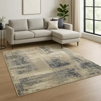 8' X 10' Brown Abstract Hand Knotted Area Rug