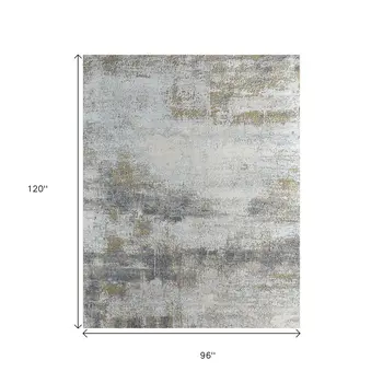 8' X 10' Gold Abstract Hand Knotted Area Rug