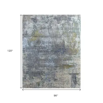 8' X 10' Blue Abstract Hand Knotted Area Rug