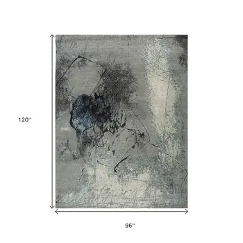 8' X 10' Blue Abstract Hand Knotted Area Rug