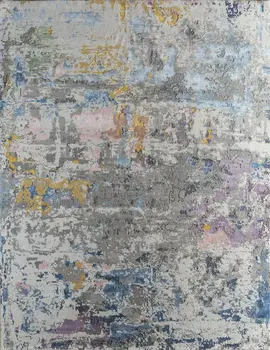8' X 10' Blue Abstract Hand Knotted Area Rug