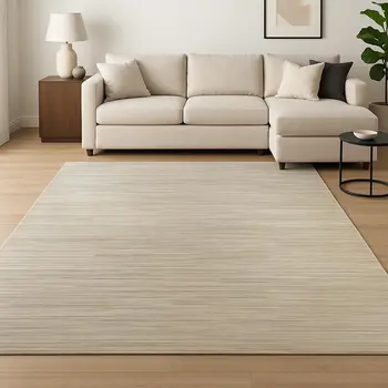 8' X 10' Beige Abstract Hand Knotted Area Rug