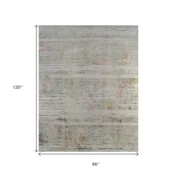 8' X 10' Beige Abstract Hand Knotted Area Rug