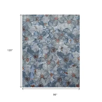 8' X 10' Blue Abstract Hand Knotted Area Rug