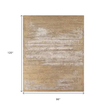 8' X 10' Beige Abstract Hand Knotted Area Rug
