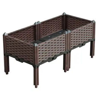 32" X 16" Dark Brown Heavy Duty Plastic Rectangular Self Watering Raised Garden Bed