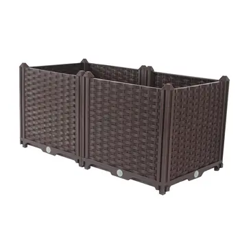 32" X 16" Dark Brown Heavy Duty Plastic Rectangular Self Watering Planter Box