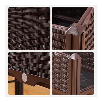 32" X 16" Dark Brown Heavy Duty Plastic Rectangular Self Watering Planter Box