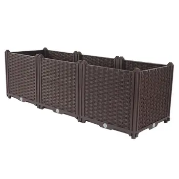 47" X 16" Dark Brown Heavy Duty Plastic Rectangular Self Watering Planter Box