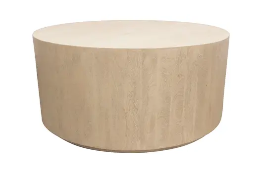 36" Natural Solid Wood Round Distressed Coffee Table