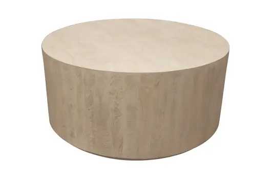 36" Natural Solid Wood Round Distressed Coffee Table