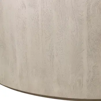 48" Natural Solid Wood Round Distressed Coffee Table
