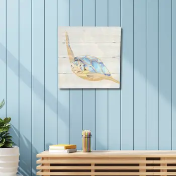 Sea Turtle Wooden Plank Unframed Wall Art