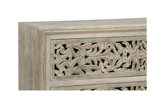 57" Gray Solid Wood Six Drawer Dresser
