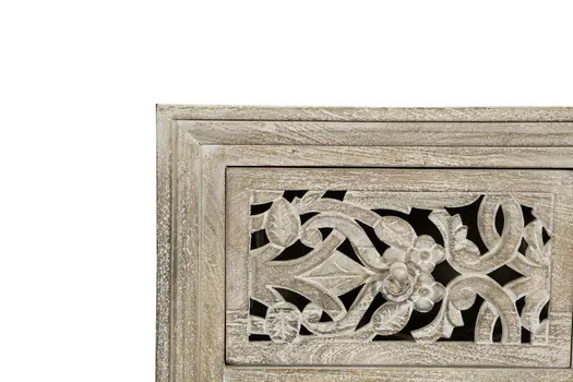 35" Gray Carved Floral Solid Wood Six Drawer Dresser