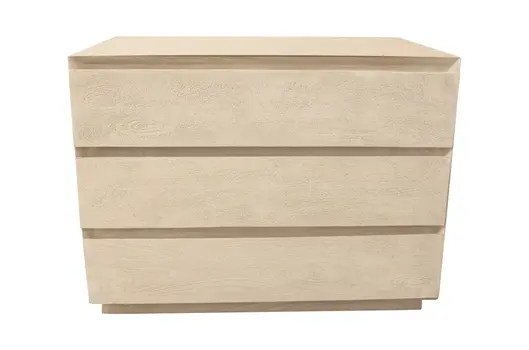 24" Natural Solid Wood Ribbed Texture Three Drawer Nightstand