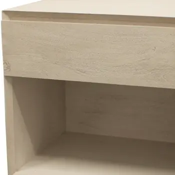 24" Natural Solid Wood Ribbed Texture One Drawer Nightstand