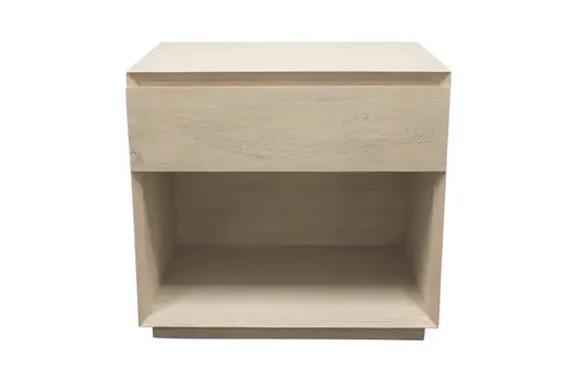 24" Natural Solid Wood Ribbed Texture One Drawer Nightstand